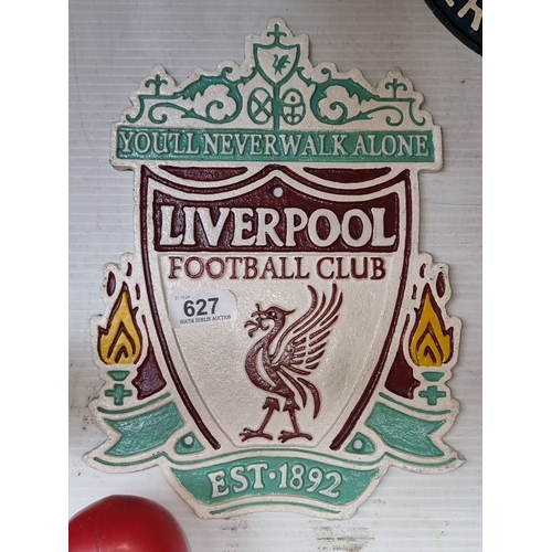 627 - A Heavy cast metal plaque featuring the Liverbird emblem and 