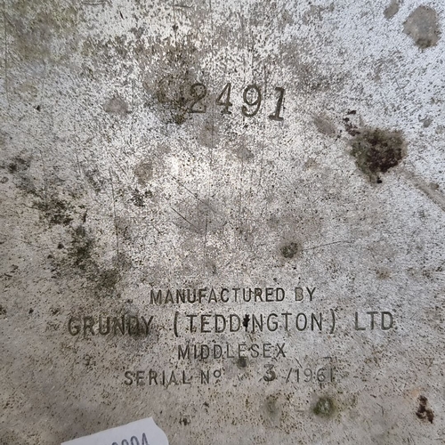 645 - A full size Vintage metal milk churn, manufactured by Grundy (Teddington) Ltd, Middlesex. Serial No.... 