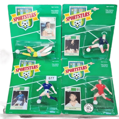 677 - Set of four 1989 Kenner (Tonka) Sportstars figures, brand new old stock with sealed cards. Featuring... 