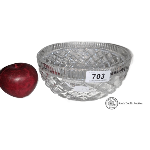 703 - Waterford crystal bowl with intricate diamond cut pattern, featuring the Waterford mark on the base.... 