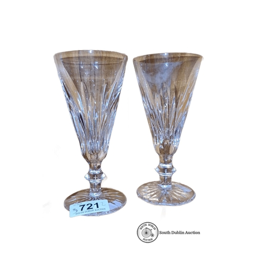 721 - Pair of Waterford crystal wine glasses with elegant cut design. Each glass features the etched Water... 