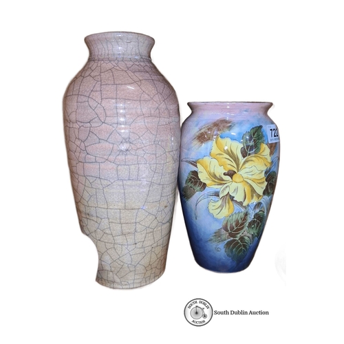 722 - Crackled ceramic vase and floral Royal Winton Grimwades vase, from the early 20th century, England.