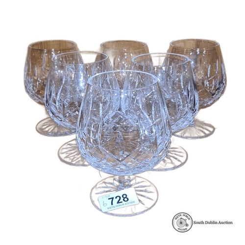 728 - Star Lot : Set of six Waterford crystal brandy balloon  snifters, featuring classic cut glass design... 