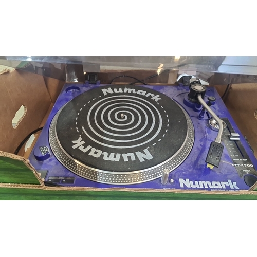 744 - A pair of Numark TT-1700 Belt Drive Turntables, set of two, include pitch adjustment controls and pr... 