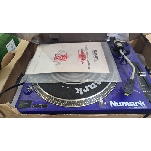 744 - A pair of Numark TT-1700 Belt Drive Turntables, set of two, include pitch adjustment controls and pr... 