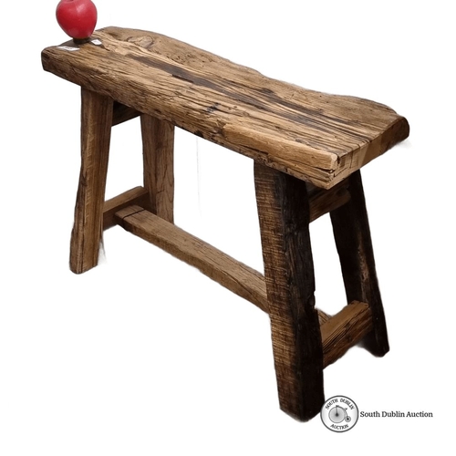 785 - A very cool Rustic wooden stool made from reclaimed timber, showcasing natural textures and sturdy c... 