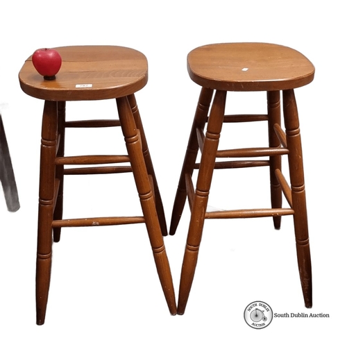 787 - Pair of Tornado tall bar stools made of maple. Model BS30.