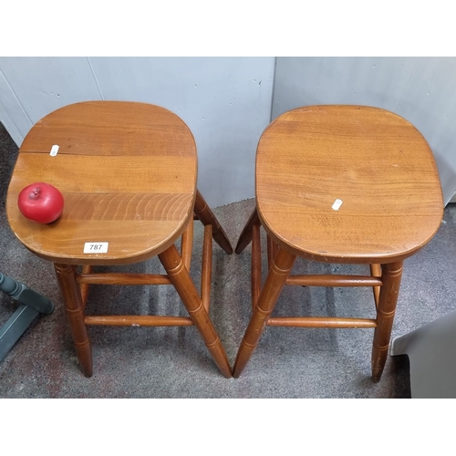 787 - Pair of Tornado tall bar stools made of maple. Model BS30.