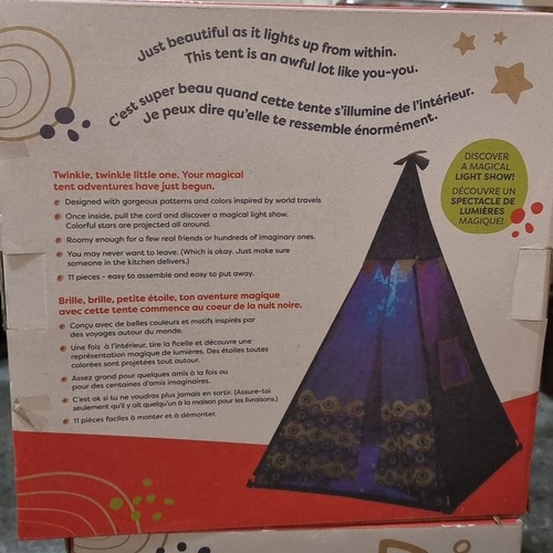 1254 - Two brand new in box  B toys starry sky tents . A Colorful play tent featuring star projections `RRP... 