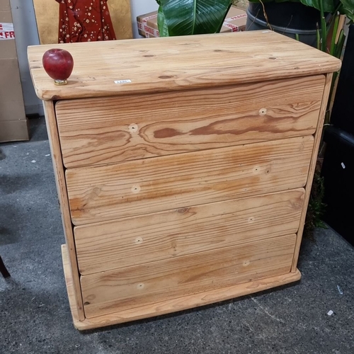 1260 - Star Lot : Solid wood chest of drawers, featuring a natural finish and four spacious drawers. Chest ... 