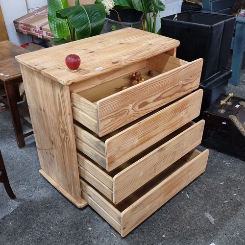 1260 - Star Lot : Solid wood chest of drawers, featuring a natural finish and four spacious drawers. Chest ... 