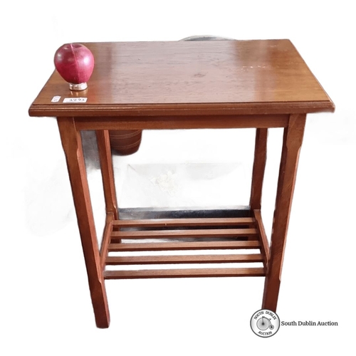 1271 - Mid-Century wooden side table with slatted base shelf.