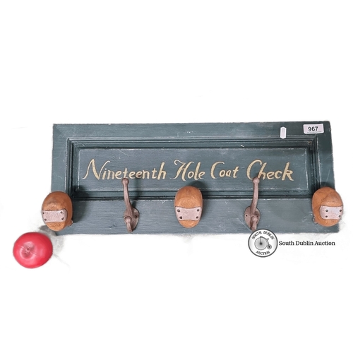 967 - Wooden coat rack, hand-painted with 