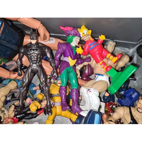 992 - Collection of vintage action figures including Batman, Joker, and various wrestlers. Assorted styles... 