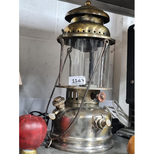 1147 - A superb vintage Swedish made Stormlykta Radius 119 lantern in excellent condition, retaining it's o... 