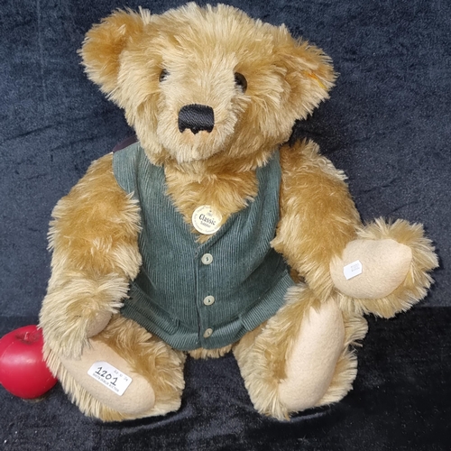 1201 - Star Lot : A very large classic original Steiff teddy bear dressed in an adorable corduroy waistcoat... 