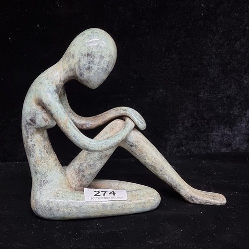 274 - Star Lot : An elegant bronze sculpture of a seated . Features wonderful patina. Lovely piece with su... 