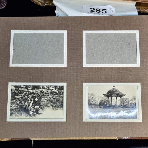 285 - Three vintage Photo albums. Two large ones with leather binding. All empty.