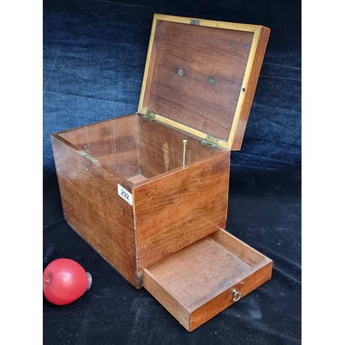 292 - A 19th century mahogany box possible used for a scientific instruments features a secret drawer to t... 