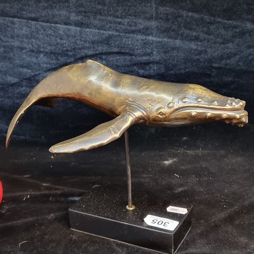 305 - Star Lot : A large and impressive bronze sculpture of a Blue Whale mounted on a matte black plinth. ... 