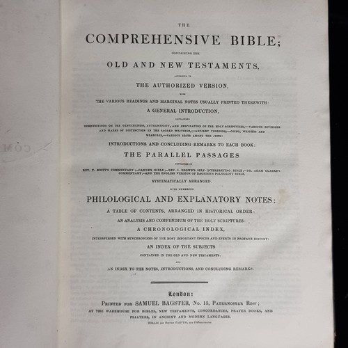 421 - Star Lot: A fabulous early 19th century antique book- Bagster's Comprehensive Bible containing the O... 