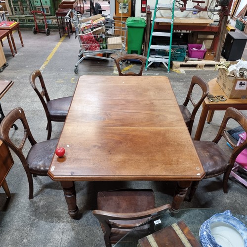 929 - A fabulous antique 19th century mohogany rectangular dining table with rounded edges and six chairs.... 