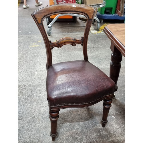 929 - A fabulous antique 19th century mohogany rectangular dining table with rounded edges and six chairs.... 