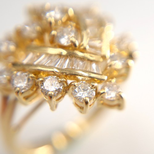 2 - Super Star Lot : A fabulous 18 carat yellow gold spray diamond ring set with 19 Assorted brilliant c... 