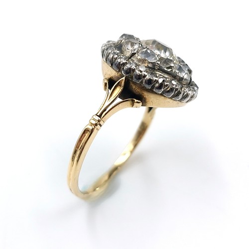 3 - Super Star Lot : A fine antique diamond target cluster ring - No stamp but tested 18 carat gold. Cen... 