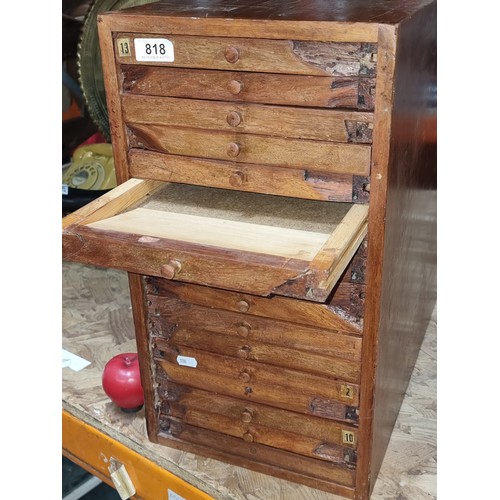 818 - Star Lot : A stunning Victorian Oakwood Filing Cabinet. Features 16 deep drawers.