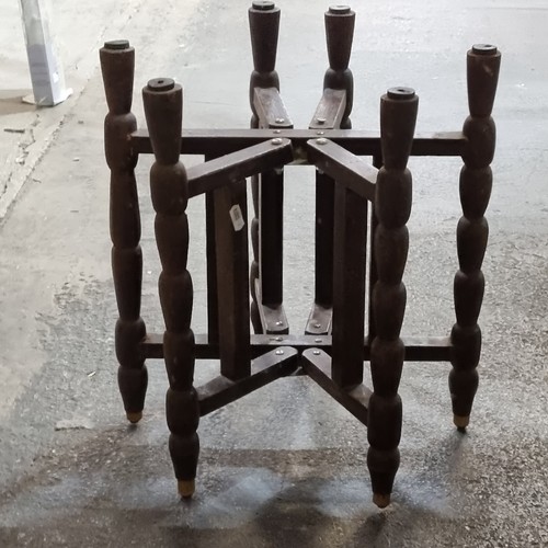 812 - A vintage Indian banaras table with an engraved brass charger top.