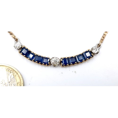 160 - Super Star lot : A super antique old gold diamond necklace with cylon sapphires presented on a 18ct ... 