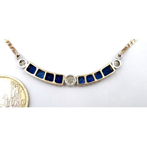 160 - Super Star lot : A super antique old gold diamond necklace with cylon sapphires presented on a 18ct ... 