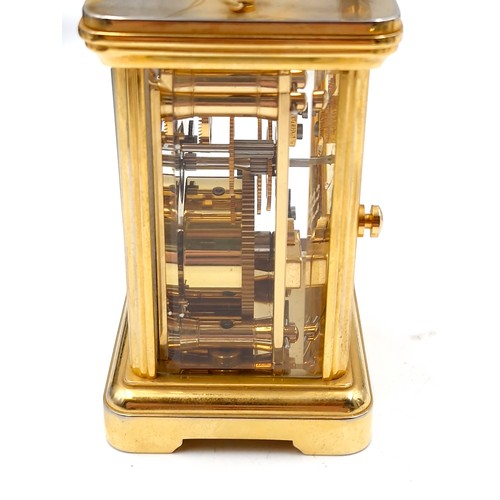 507 - Star lot : A stunning heavy Gluck & Son London 8 day eleven jewels brass carriage clock. Featuring b... 