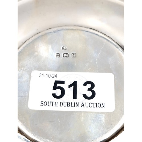 513 - Star Lot : An antique sterling silver round pin dish. Hallmarked to Birmingham and dated to 1915. Di... 