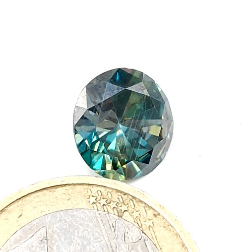 557 - A stunning Ocean blue round brilliant cut moissanite stone 1.52 carats from the IDT. Comes with cert... 