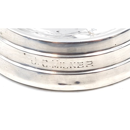 1017 - A mid-century sterling silver ashtray with inscription 'Manchester Reform Club Golfing Society Capta... 