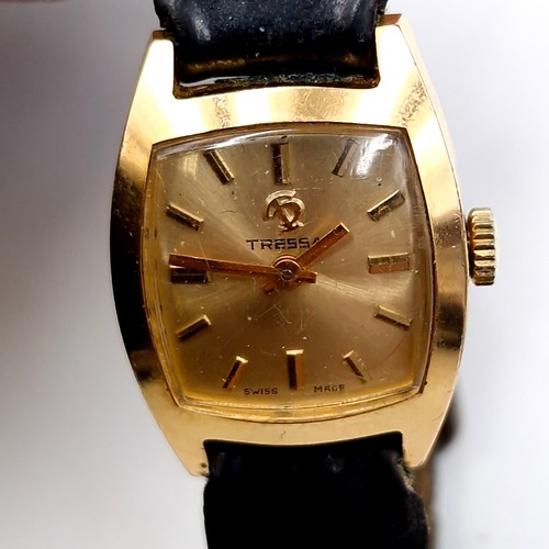 1057 - A vintage Tressel fond acier Inoxydable gold metal watch with patterned dial & hands. Together with ... 