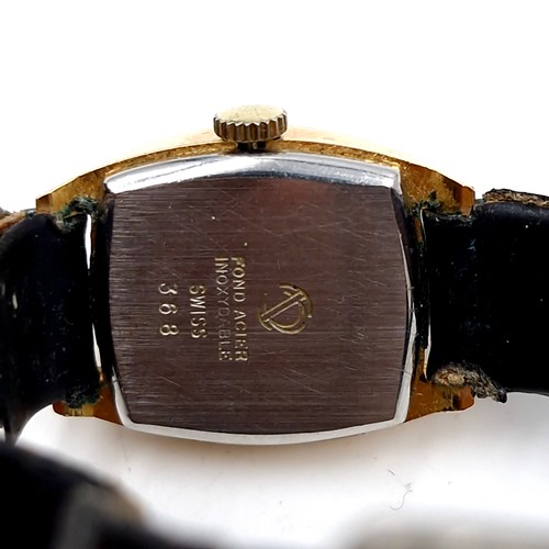 1057 - A vintage Tressel fond acier Inoxydable gold metal watch with patterned dial & hands. Together with ... 