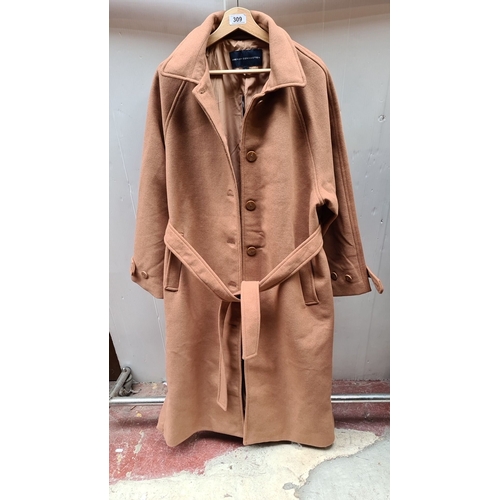 309 - A brand new with tags French Connection fawn felt coat in Tobacco Brown, style 70VAB, size L. Price:... 