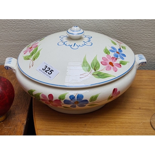 325 - Hand-painted floral ceramic tureen with lid by Arklow Ware, Eire. Vintage Irish pottery with vibrant... 