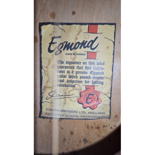 329 - Vintage Egmond acoustic guitar, made in Holland by Egmond Brothers Ltd. with original inspection lab... 