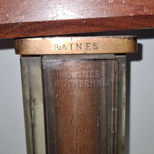 346 - Antique brass and glass rain gauge marked 