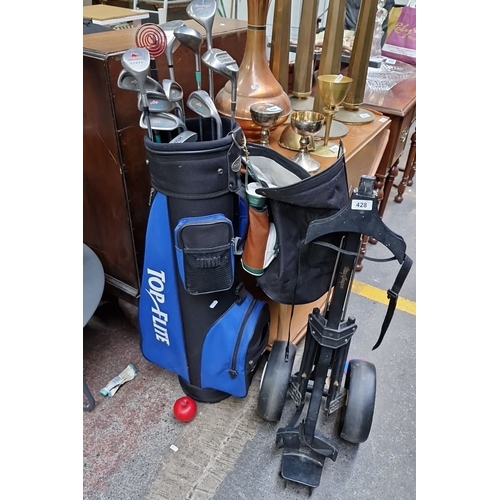 428 - Golf club set includes Top-Flite and MacGregor bags, various sizes and brands including Masters, Lyn... 