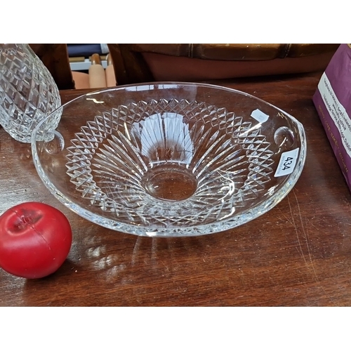 434 - A large Waterford crystal bowl with intricate diamond pattern and starburst motif, marked Waterford ... 