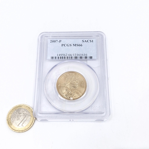 529 - An encapsulated graded MSC66 one dollar coin 2007.