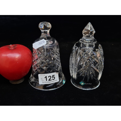 125 - Two very charming Waterford Crystal Christmas themed bells. Both in excellent condition retaining ac... 