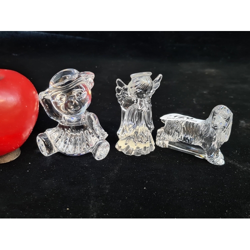 126 - Three adorable pieces of Waterford Crystal including a figure of a cocker spaniel, an angel and a la... 