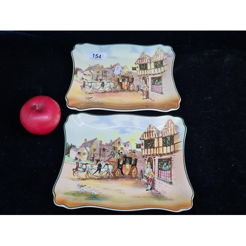 154 - Two beautiful vintage Royal Doulton porcelain serving plates from the Old English Coaching Scenes. I... 