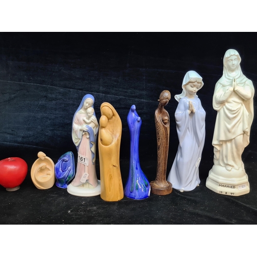 161 - A collection of eight Madonna and Child figures including a Metzler & Orloff Mallard German porcelai... 